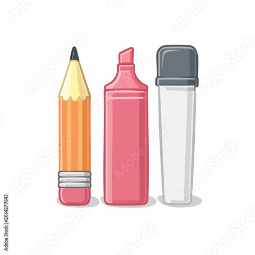 Pencil, marker, and eraser illustration
