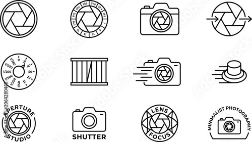 Fotografija Minimalist Photography Logo and Camera Icon Set Vector Line Art Illustrations fo