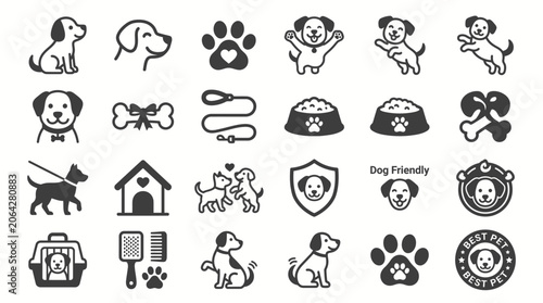 Foto Black and white dog icons set.