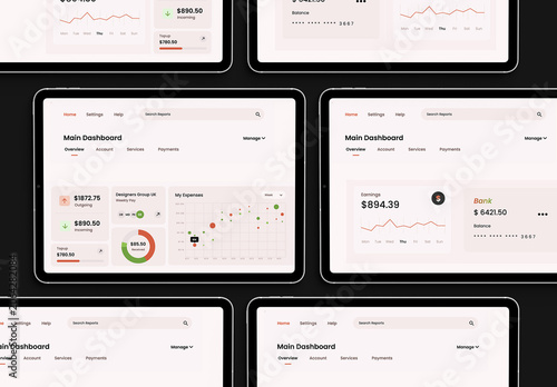 Multi Screen Tablet Website Interface App Design Presentation Mockup Flatlay