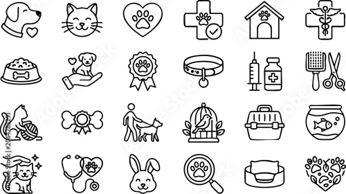 Konstfotografi Farm animals set coloring page illustration for children with livestock coloring