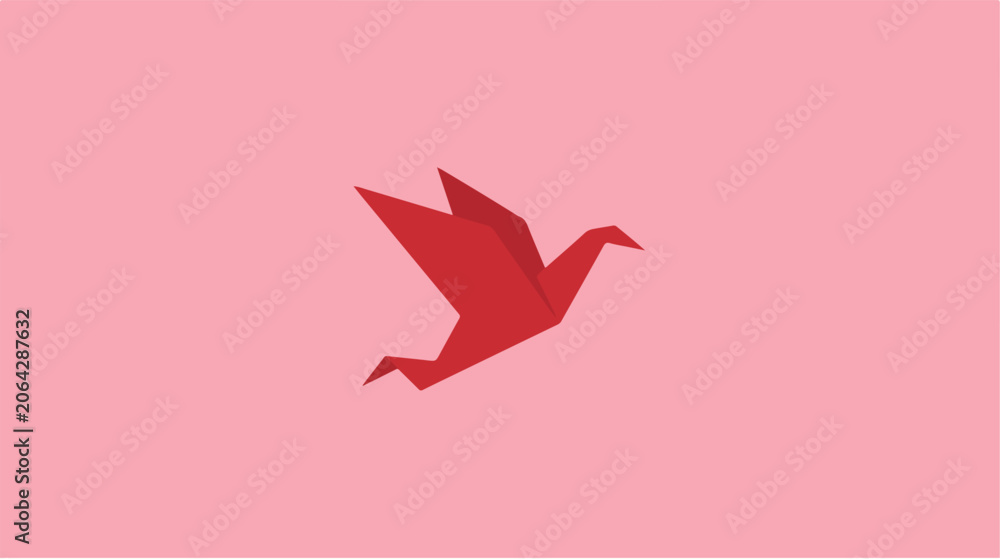 Obraz premium Red Origami Bird In Flight.
