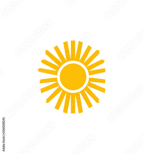 Stylized yellow sun graphic design element