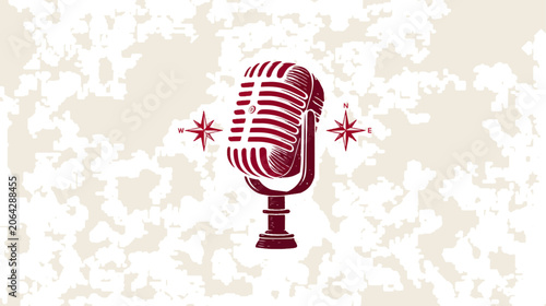 Vintage microphone design on abstract background