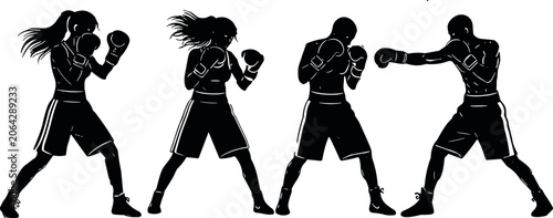 Canvastavla Boxers demonstrating punching techniques in fighting stance