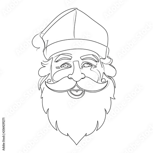 Minimalist Santa Claus Face Illustration Centered on Plain Background