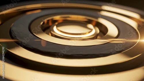 Abstract Luxury Financial Background with Rotating Concentric Golden Rings