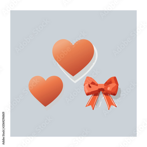 Red heart and bow illustration on gray background
