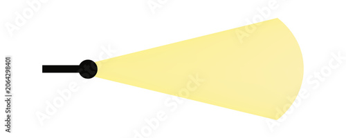 Obraz na plátně black flashlight that emits yellow light on a white background