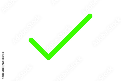 Bright green checkmark symbol for success, approval, and correct choice on transparent background
