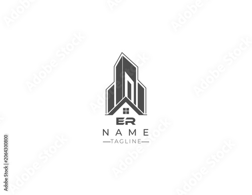 er letter real estate logo design.