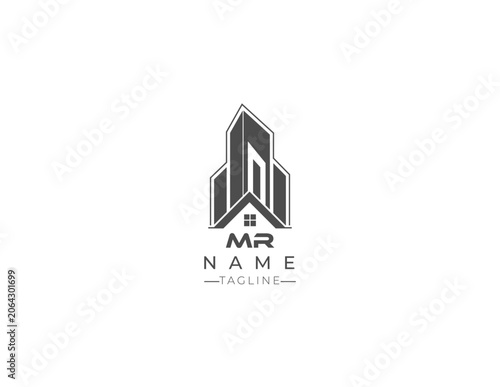mr letter real estate logo design.