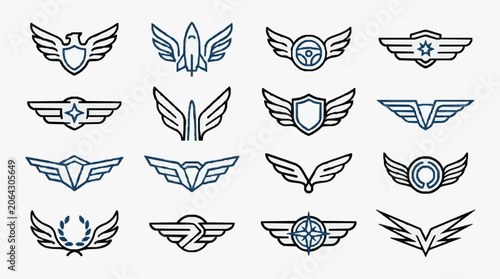 Quadro su tela Professional Aviation and Military Insignia Collection Featuring Distinctive Win