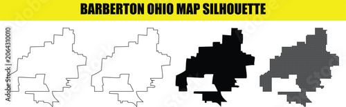 Принти на полотні Barberton ohio map silhouette featuring four distinct graphical representations on a transparent background style