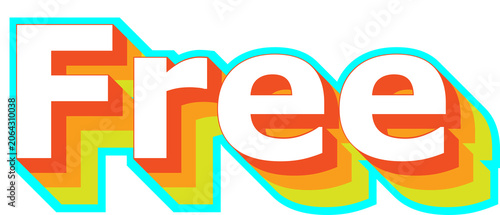 The Word free In Retro styled Vector Typography With Layered Shadows