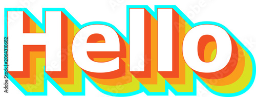 Retro hello typography with layered shadows and vibrant colors