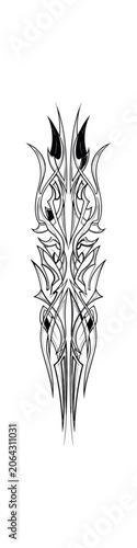 Abstract symmetric ornamental design in white against a black background