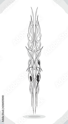 Abstract symmetric design illustration in black and white graphic element