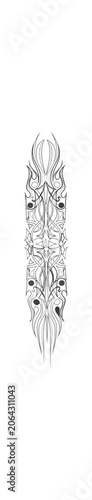 Abstract symmetric graphic design black and white vector illustration
