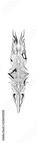 Abstract symmetrical monochrome design on black background
