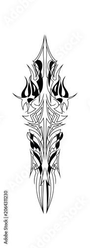Abstract symmetrical white design on black background