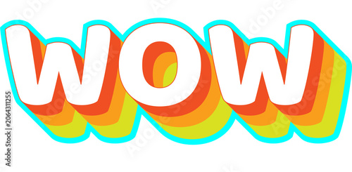 Retro wow typography with layered shadows vector illustration
