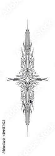 Symmetrical abstract design in monochrome style