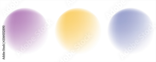Set color circle gradient noise gradation. Abstract colorful watercolor blur mesh on isolated transparent background. Circle shape png.
