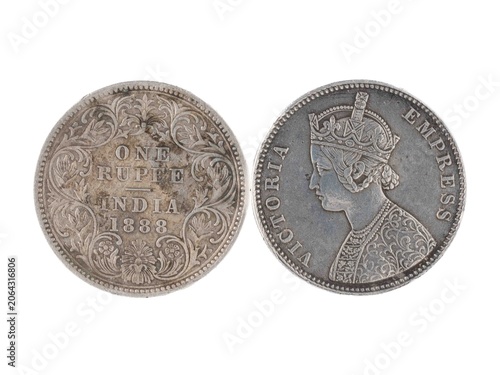 Usk, monmouthshire Wales UK June 18 2026 1888 Empress Queen Victoria silver one rupee coin
