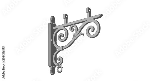 Ornate Cast Iron Bracket for Hanging Sign, Vintage Style Wall Mount