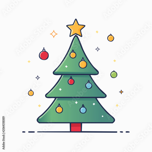 Stylized Christmas Tree with Ornaments and Star