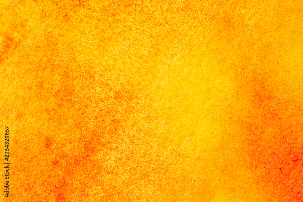 Naklejka premium artistic backdrop: close up yellow with red watercolor paint spots on canvas
