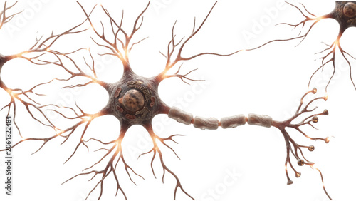 Bild auf Leinwand Detailed neuron illustration with branching dendrites on transparent background