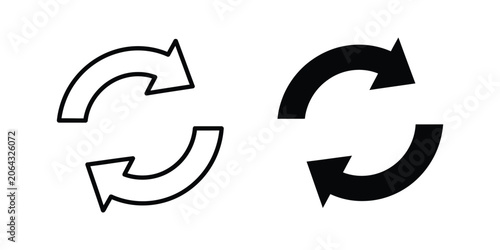 Foto Circular arrows icon in line art and solid fill for refresh or repeat concept on