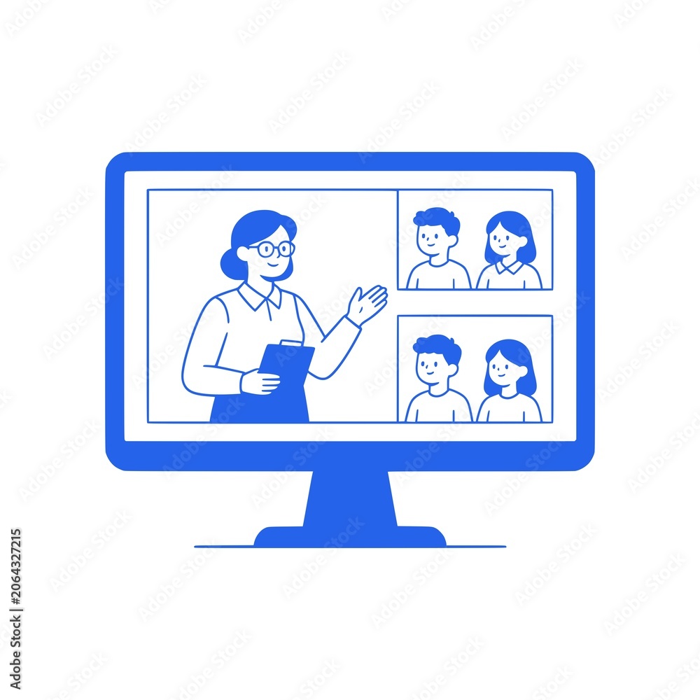 Fototapeta premium Online learning icon combining a laptop, graduation cap, open book, and globe to represent digital education, academic achievement, global learning, and e-learning platforms. Clean vector design ideal