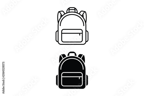 Фотография Two simple graphic icons of a backpack one outlined and the other solid black pr