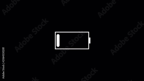 Mobile phone battery low warning blink animation transparent background alpha channel, ideal for digital and tech-themed projects.4k video