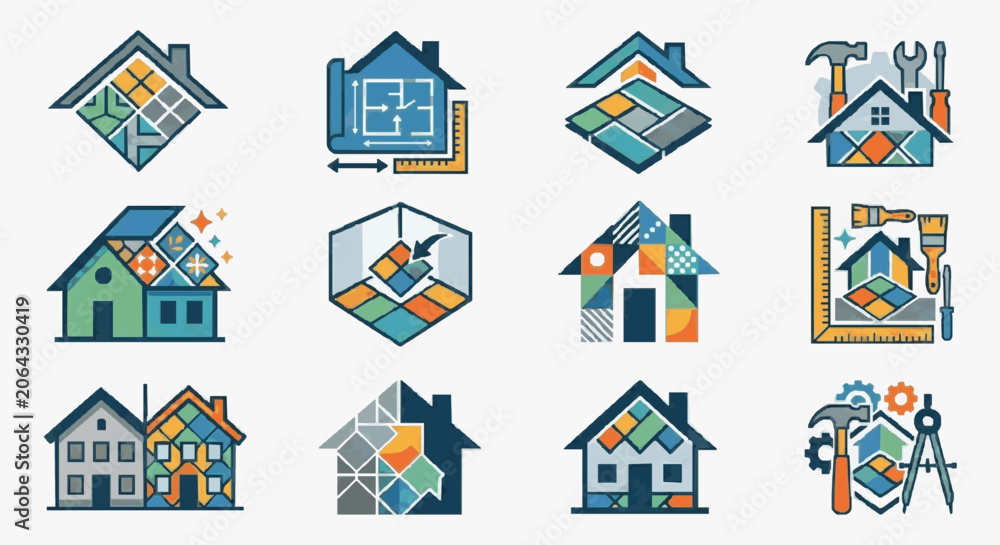 Fototapeta premium Home Renovation Stages Visual Guide.