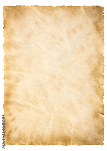 Old vintage paper texture with torn edges isolated on transparent background