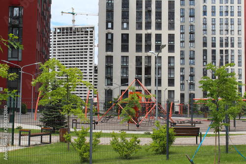 new buildings in a new district of the city of Kyiv Ukraine, skyscrapers in a residential complex