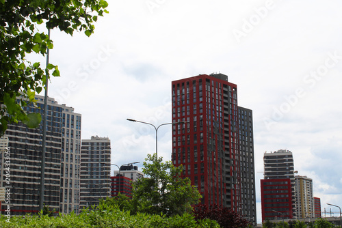 new buildings in a new district of the city of Kyiv Ukraine, skyscrapers in a residential complex