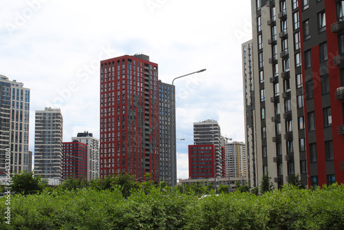 new buildings in a new district of the city of Kyiv Ukraine, skyscrapers in a residential complex
