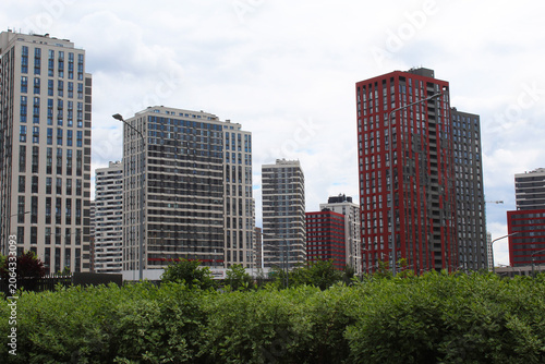 new buildings in a new district of the city of Kyiv Ukraine, skyscrapers in a residential complex