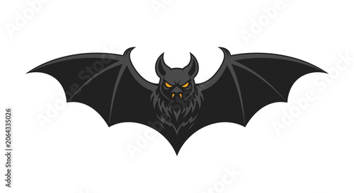 Spooky dark bat character with wings spread.