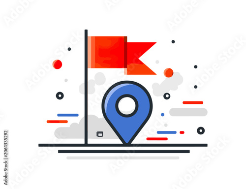 Flag and location pin graphic