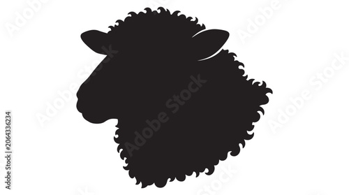 Fotografie Sheep head silhouette against a white background