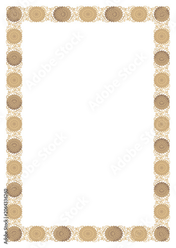 Elegant gold decorative mandala border for invitation design.