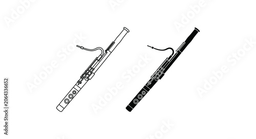 Black and white oboe and clarinet musical instruments