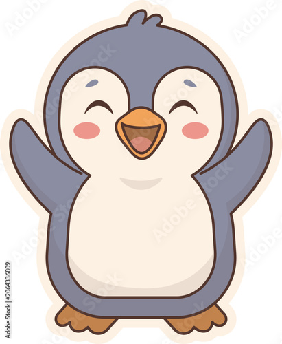 Cute Penguin Waving Hello vector shape