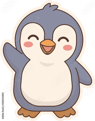 Cute Penguin Waving Hello vector shape